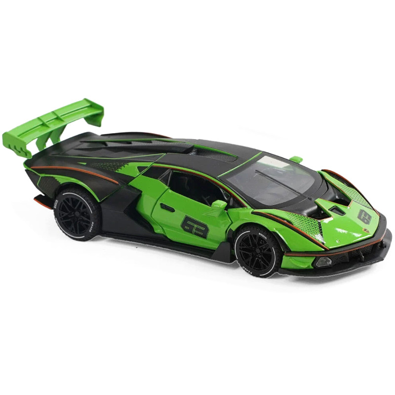 Машинка металева Lamborghini Essenza SCV12 Ламборгіні 1:32 зелена світло звук відкр двері баг капот 17,5*6,5*4см (37822)