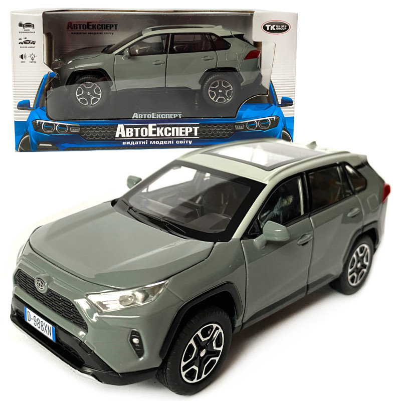 Іграшкова машинка металева Toyota RAV4 Sport, Тойота рав спорт, сіра, звук, світло, інерція, відкр двері, багажник, капот, Автоексперт, 1:32,14,5*7*6см (40962)