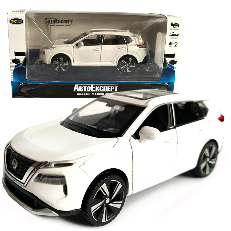Іграшкова машинка металева Nissan X-Trail VC-Turbo 300, ніссан, біла, звук, світло, інерція, откр двері, капот, Автоексперт, 1:32,14,5*7*6см (ТК-10415)