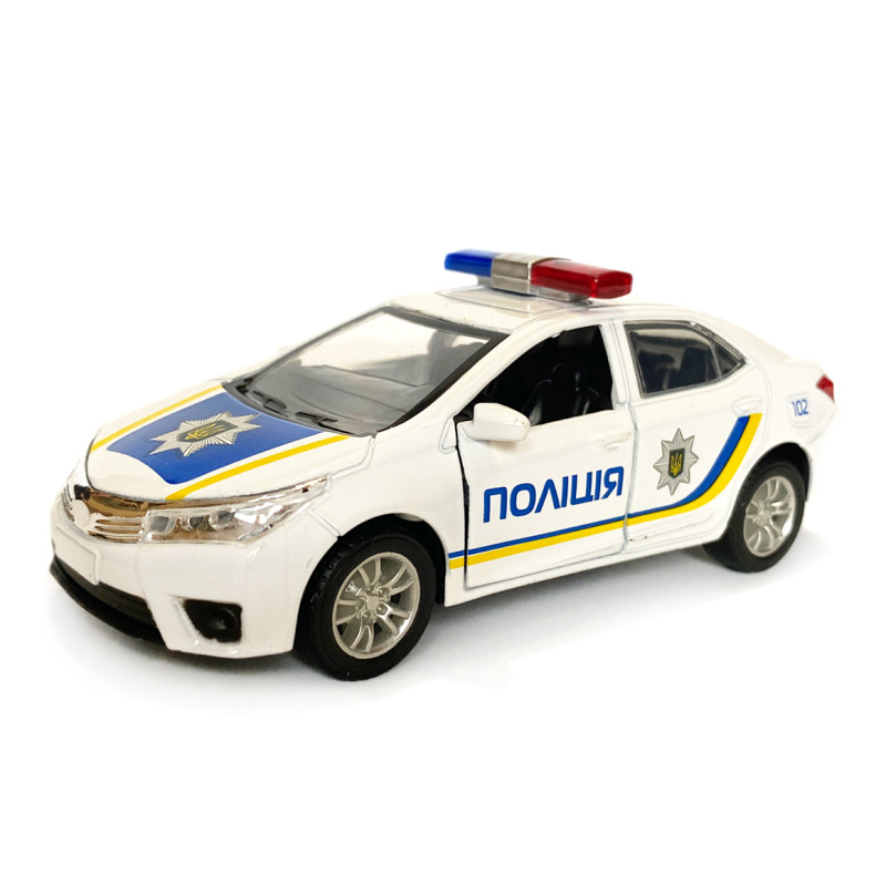 Машинка металева дитяча Toyota поліція, Тойота, біла, Автоексперт, 1:36, світло, звук,інерція, відчиняються двері, 12,5*5*4,5см (ТК0499)