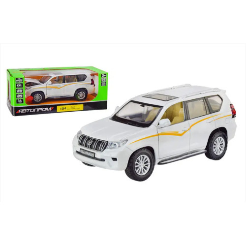 Іграшкова машинка металева Toyota Land Cruiser Prado Автопром Тойота джип 1:24, біла, 20*7*8 см, (68270)