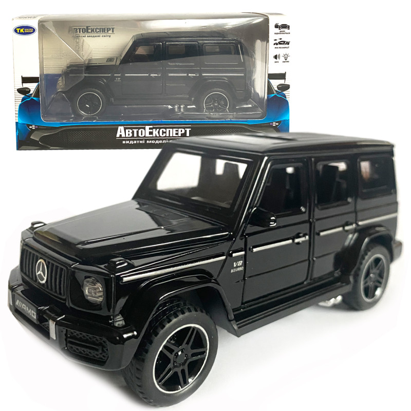 Іграшкова машинка металева Mercedes-Benz G-Клас AMG Gelandewagen, мерседес гелік, Автоексперт, чорний, звук, світло, інерція, відкр двері, багажник, капот, 1:32, 15*7*6,5см (ТК-11030)