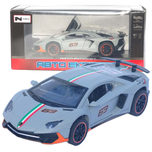 Машинка метал Lamborghini Aventador SVJ АвтоЕксперт сіра 1:32 звук світло 14*6*3,5 см (LF-46301)
