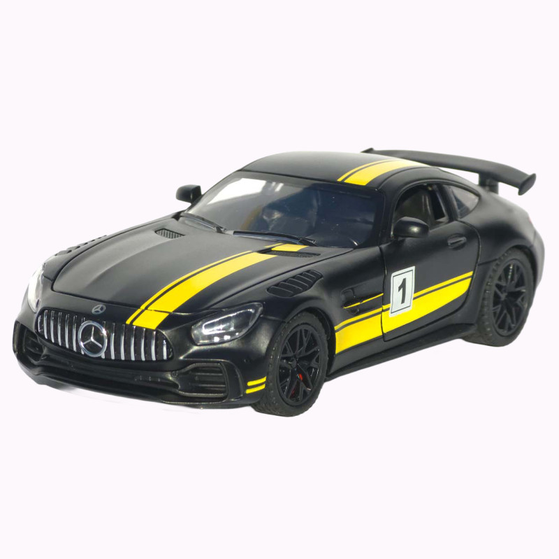 Машинка метал Mercedes-Benz AMG GT R АвтоЕксперт чорна з жовтим 1:32 звук світло інерція (LF-99081)