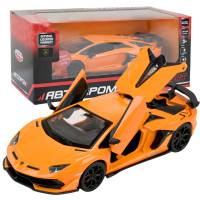 Машинка металл Lamborghini Aventador SVJ Автопром оранжевая свет звук откр двери 15*6*3,5 см (68473)