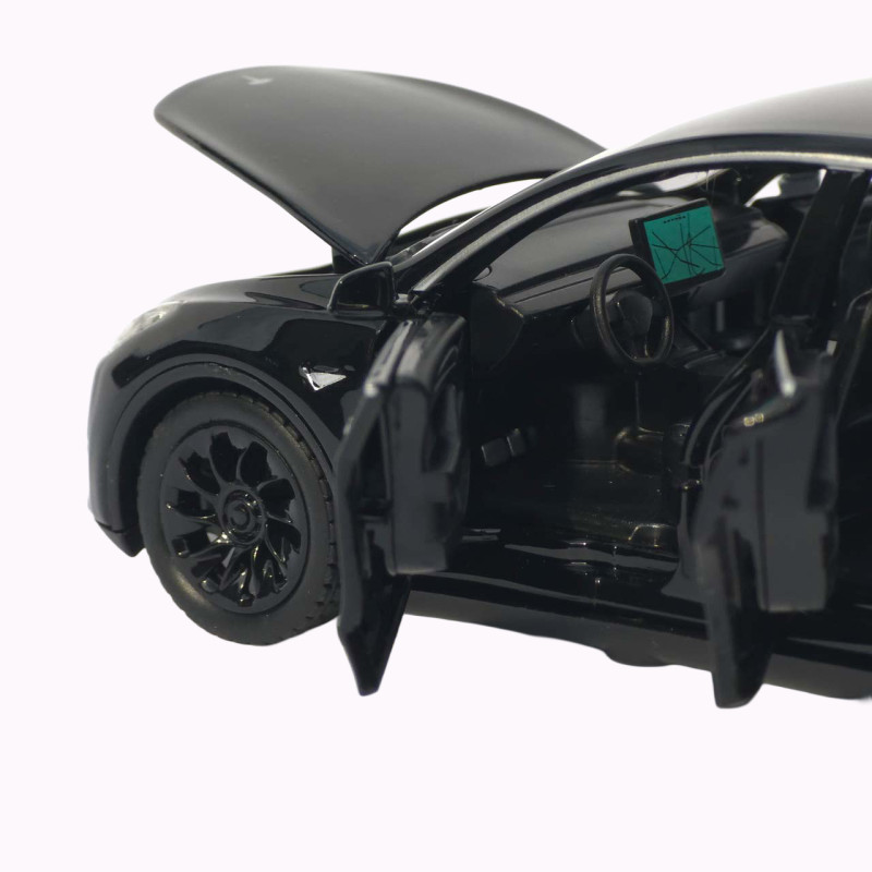Машинка метал Tesla Model Y чорна 1:32 звук світло відкриваються двері капот багажник (ТК-8321)