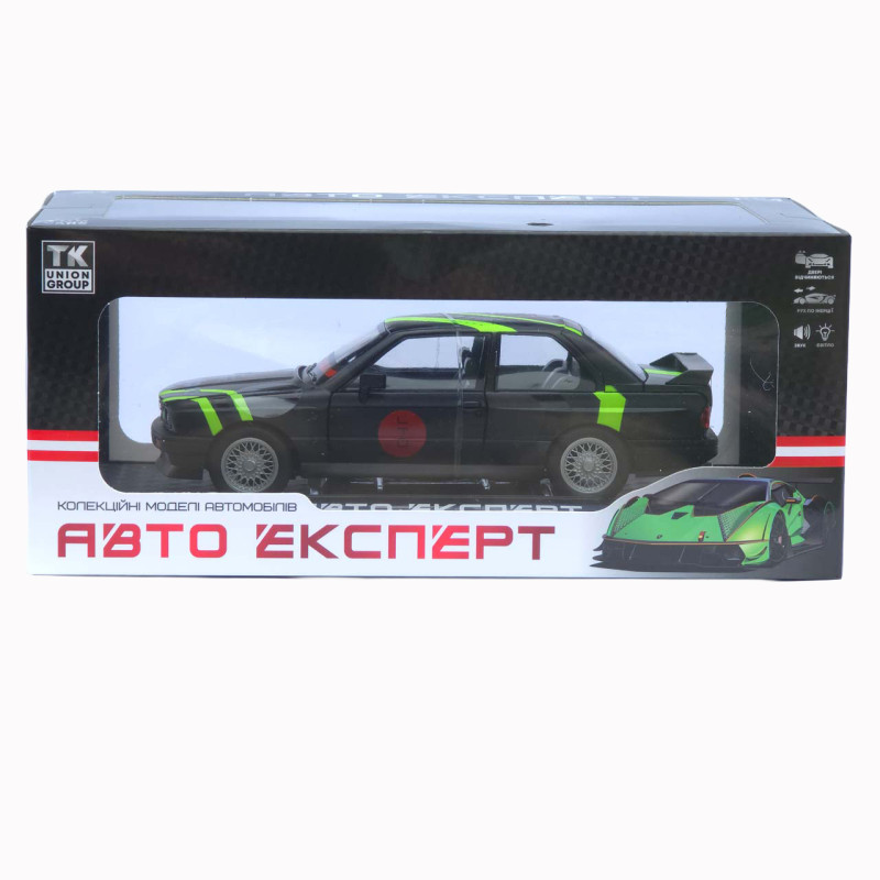 Машинка метал BMW M3 (E30) АвтоЕксперт чорна 1:24 світло звук відкр двері капот багажник (1558-25)