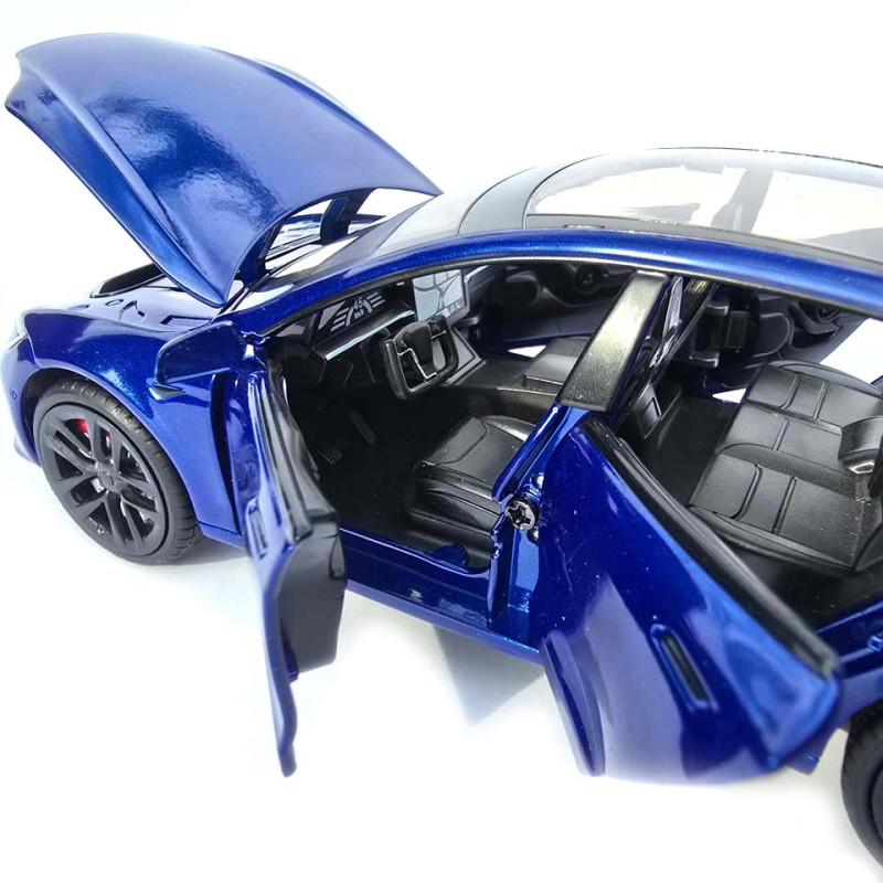 Машинка метал Tesla model S електрокар синя Тесла 1:24 відкр двері баг капот звук світло 17,5*7,5*5,5см (EL 64077)