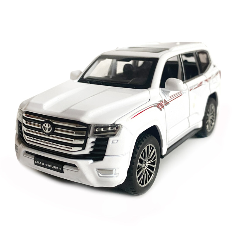 Іграшкова машинка металева Toyota Land Cruiser 300, тойота ленд крузер, білий, звук, світло, інерція, відкр двері, багажник, капот, 1:32, 15*7*6см (ТК-18010)