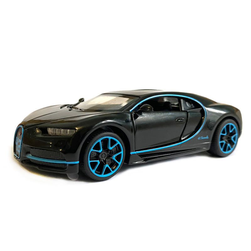 Ігрова машинка Бугатті Широн "Автопром" Bugatti Chiron (1:32) чорна. інерц., світ, звук, відкр. двері,14*6*5 см (LF - 83880)