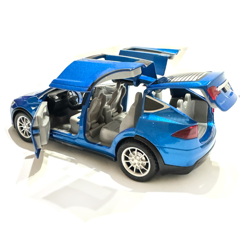 Машина металева Tesla Model 5 Тесла синя 1:22 світло звук відч двері баг капот 21*8*7см (RS-66012)