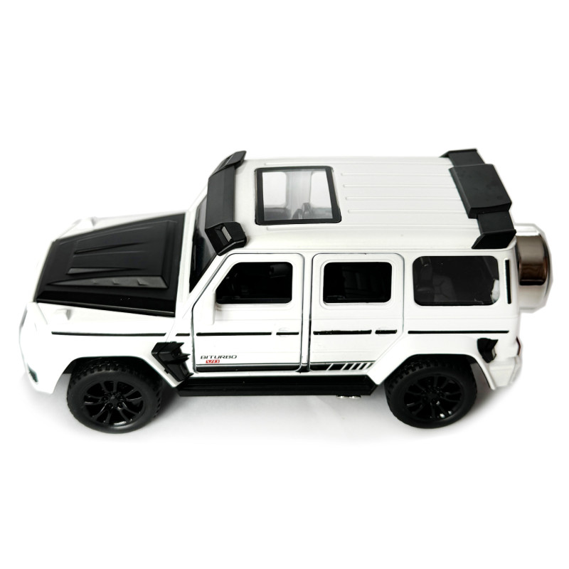 Машинка металева Mercedes-Benz G-Class Brabus 700 мерседес бенс джип білий 1:32 звук світло інерція відкр двері багажник капот гумові колеса 15*6,5*7см (AP-1738)
