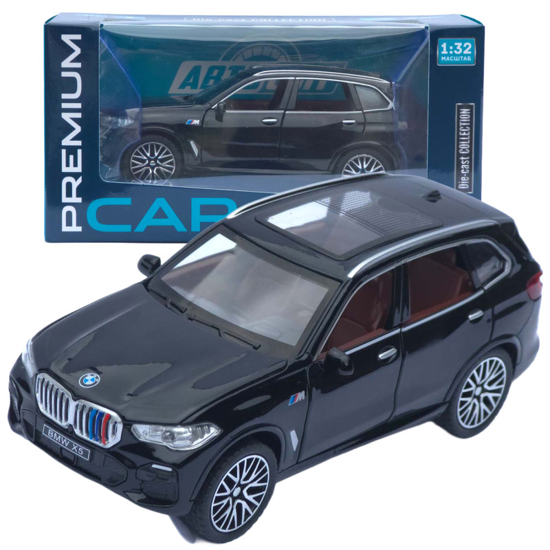 Машинка метал BMW X5 АвтоСвіт чорна 1:32 звук світло інерція 16*7,5*6,5 см (AP-1755)