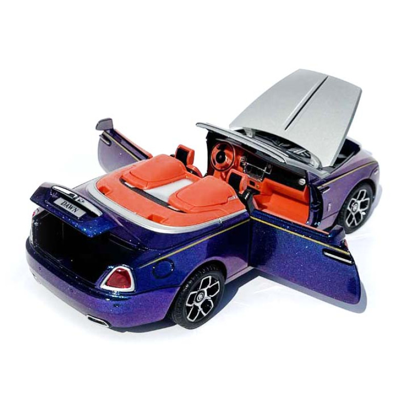Машинка метал Rolls-Royce Dawn Spofec Ролс Ройс кабріолет синій 1:24 відкр двері баг капот звук світло 22*6,5*8см (AP-2013)