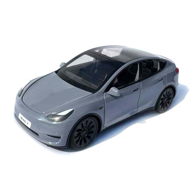 Машинка метал Tesla model Y електрокар сіра Тесла 1:24 відкр двері баг капот звук світло 19*6,5*8,5см (EL 70333)