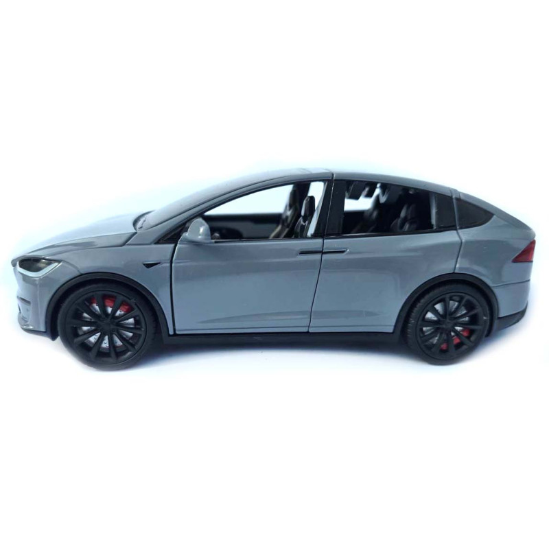 Машинка метал Tesla model X електрокар сіра Тесла 1:24 відкр двері баг капот звук світло 17,5*7,5*5,5см (EL 97188)