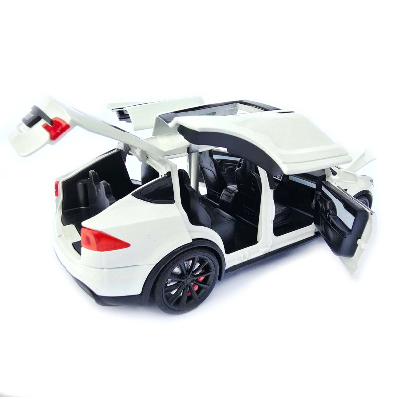 Машинка метал Tesla model X електрокар біла Тесла 1:24 відкр двері баг капот звук світло 17,5*7,5*5,5см (EL 97188)