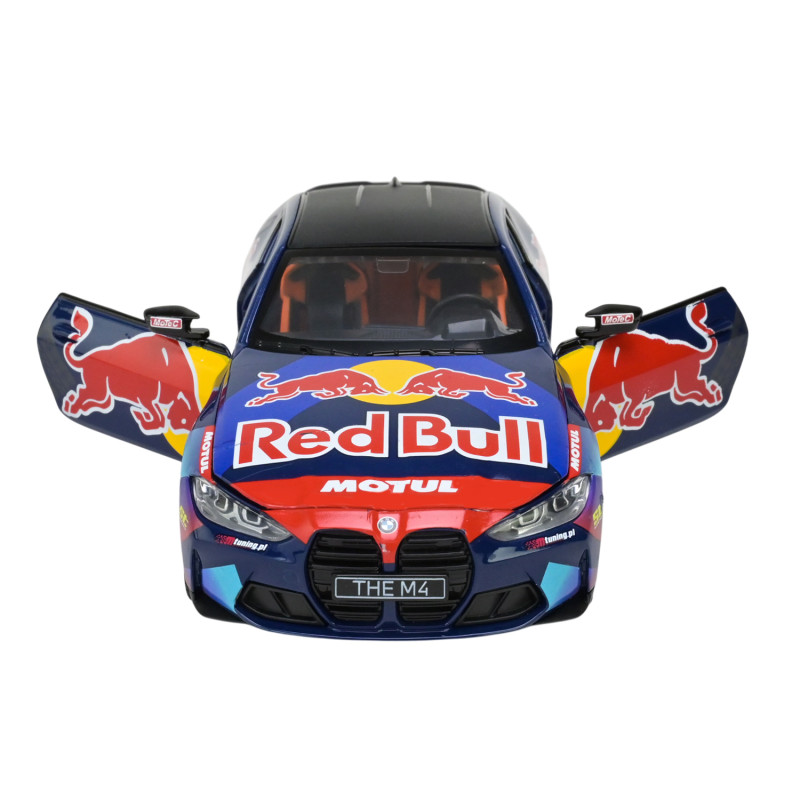 Машина метал BMW M4 G82 БМВ  RED BULL LIVERY чорна 1:24 світло звук відкр.двері 20*8*5,5см (68292A)