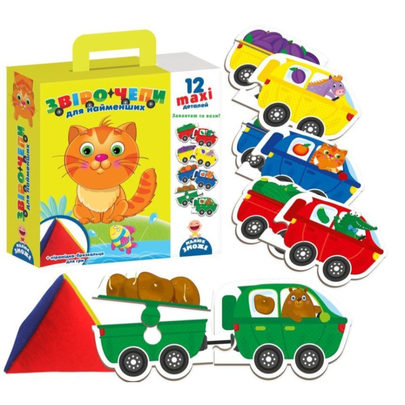 Настільна розвиваюча гра-пазли "Звірочепі" Vladi Toys, гра з м'якою пірамідкою (VT2906-01)