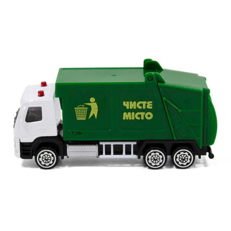 Машинка метал, пластик, дитяча Volvo Сміттєвоз, зелена, 3*11*5см (250300)