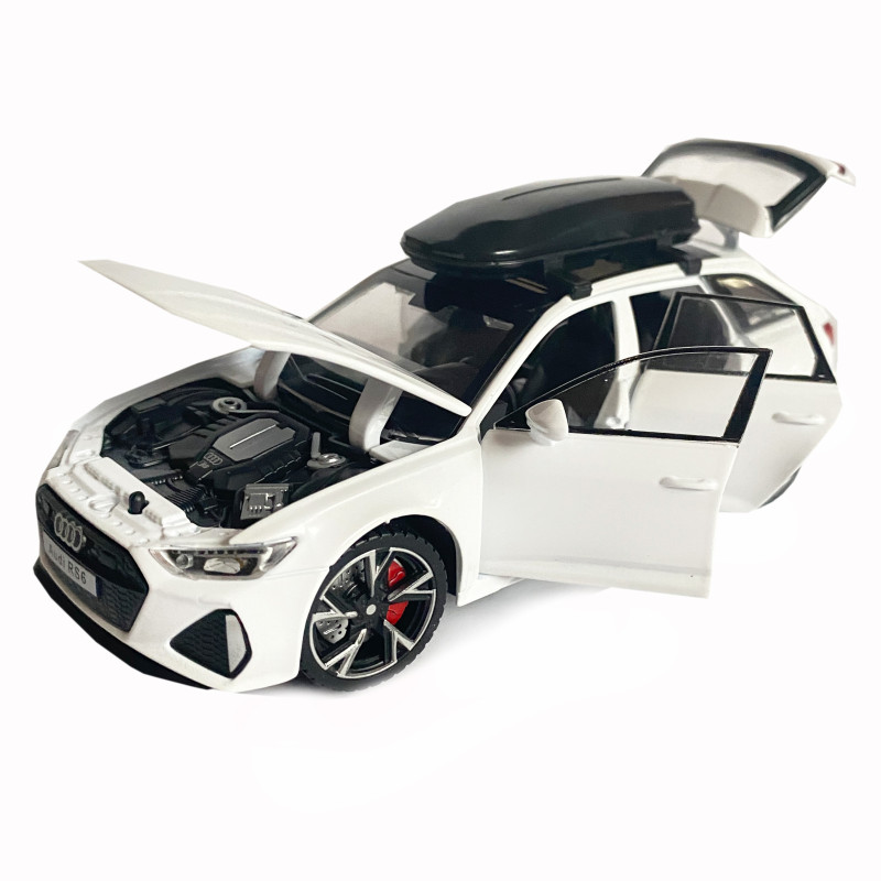 Іграшкова машинка металева Audi RS6, ауді, біла, звук, світло, відкр двері, багажник, капот, Автоексперт, 1:32, 15*7*5см (ТК-10206)