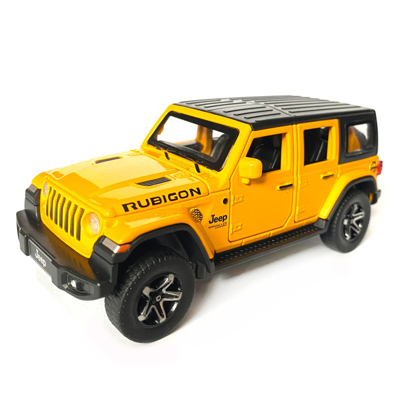 Іграшкова машинка металева Jeep Wrangler Unlimited Rubicon, Джип, жовтий, звук, світло, інерція, откр двері, капот, Автоексперт, 1:32,15*7*5,5см (ТК-11213/43560)