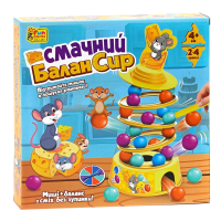 Дитяча настільна гра Смачний БаланСир 4FUN Game Club, 36 кульок, основа, 4 кільця, палички, наліпки, фігурка мишеняти, в кор 26,5*26,5*5,5 (37297)