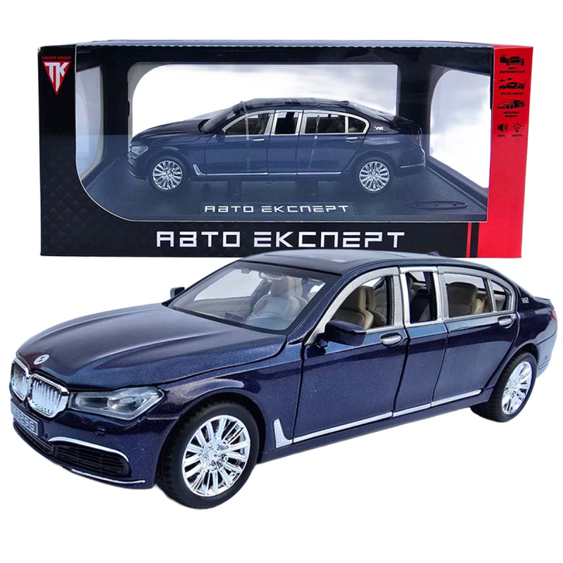 Машинка метал BMW 7 G11 БМВ лімузин синій 1:24 звук світло 20*5,5*6см (RS-61337)