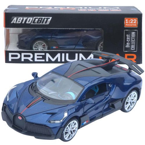 Машинка метал Bugatti Divo АвтоСвіт синя 1:22 світло звук інерція 20*10*5,5 см (AP-1978)