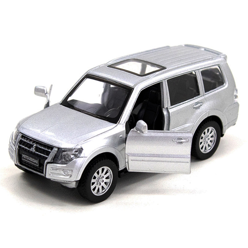 Іграшкова машинка металева MITSUBISHI PAJERO 4WD TURBO, мітсубісі паджеро турбо, срібний, відкр двері, інерція, 1:43 (250282)