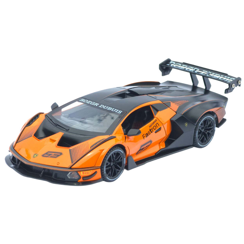 Машинка метал Lamborghini Essenza SCV12 помаранчева 1:24 звук світло відчин двері капот багажник (1650-05)