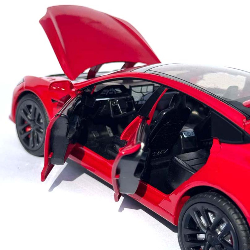 Машинка метал Tesla model S червона Тесла 1:24 відкр двері баг капот звук світло 17,5*7,5*5,5см (EL 64077)