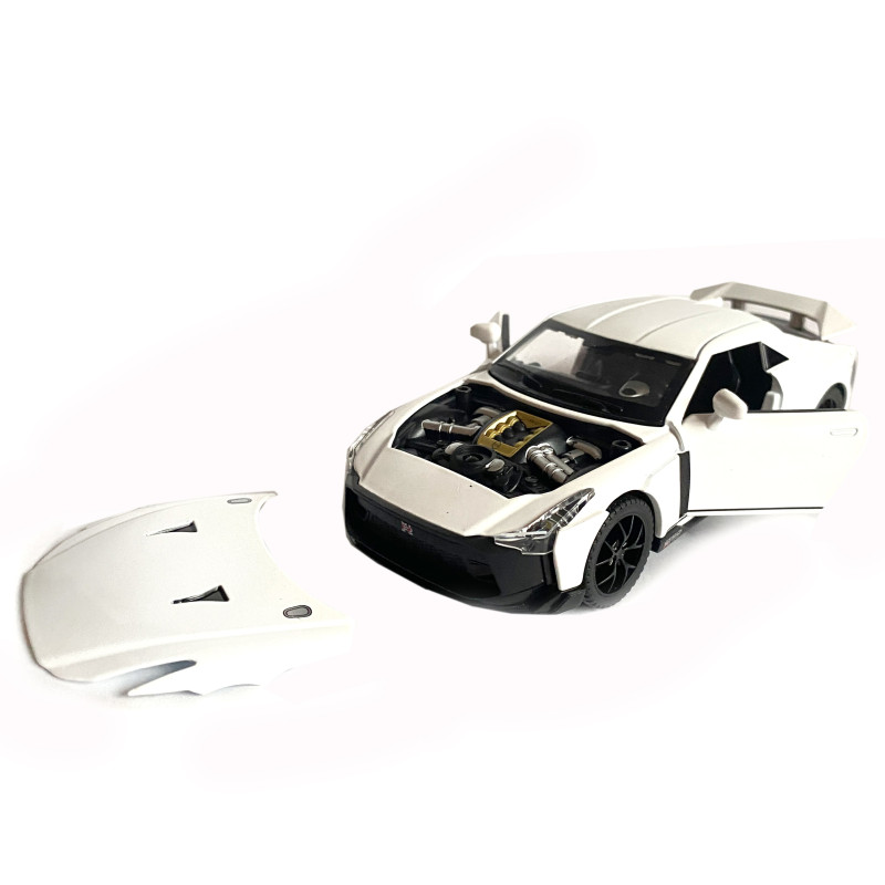 Іграшкова машинка металева Nissan GT-R 50, нісаан, білий, звук, світло, інерція, откр двері, багажник, капот, Автоексперт, 1:32, 14,5*7*6см (ТК-17799)