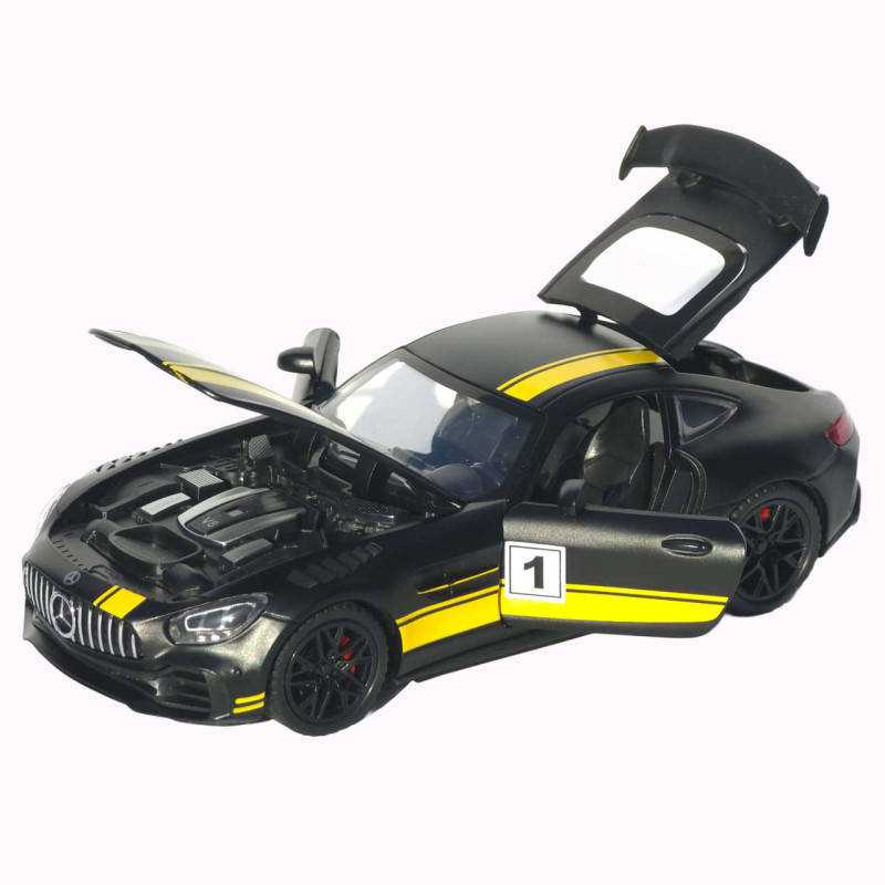 Машинка метал Mercedes-Benz AMG GT R АвтоЕксперт чорна з жовтим 1:32 звук світло інерція (LF-99081)