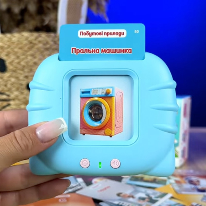 Картрідер Знань WToys синій укр мова USB рег гучності 112 карток 224 зображення 18 тем абетка вірші пісеньки казки 10,5*1,5*9см (84499)