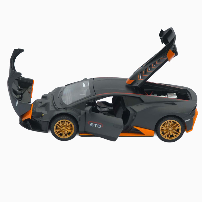 Машинка метал Lamborghini Huracan STO чорна 1:24 звук світло відчин двері капот багажник (2511-98)