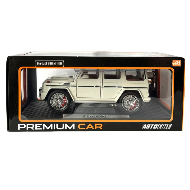 Машинка металева Mercedes-Benz G63 AMG Гелендваген (Гелік) мерседес білий 1:24 світло, інерція, відкриваються двері, багажник, капот, 22*8*9,5см (AP- 1834)