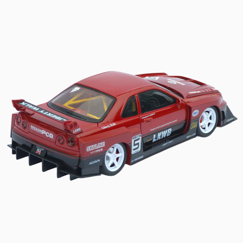 Машинка метал Nissan Skyline GT-R АвтоЕксперт червона 1:24 звук світло відч двері капот багажник (2916-39)