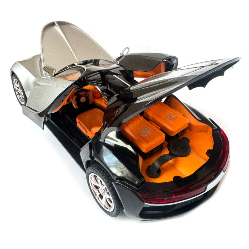 Машинка металева Bugatti Atlantic срібно-чорна АвтоЕксперт 1:24 парогенерація світло звук 20*8,5*5,5 см (GT-70150)