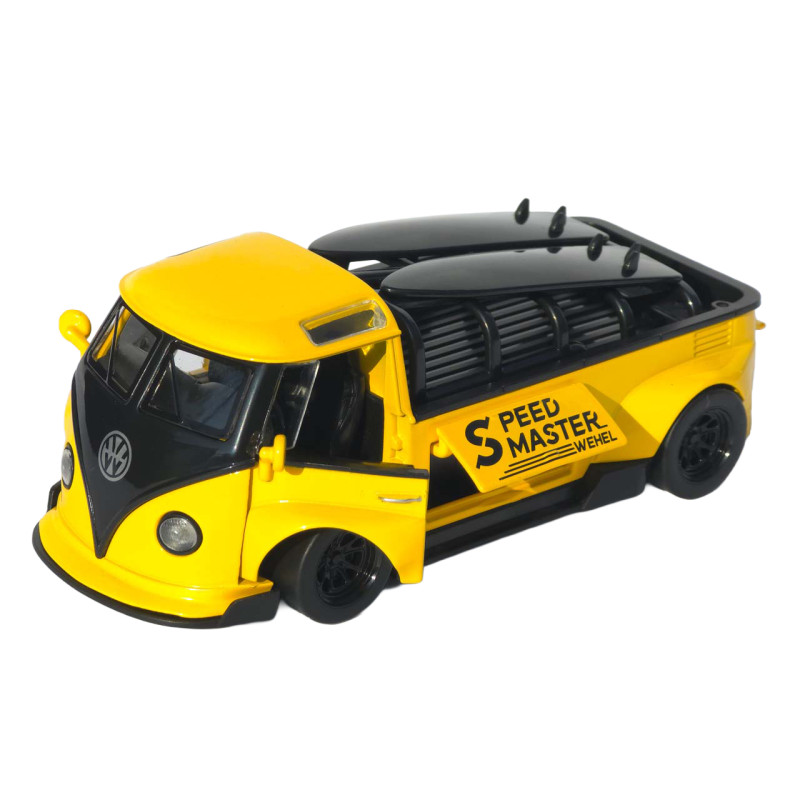 Машинка метал Volkswagen Type 2 (T1) жовта 1:32 світло звук інерція відч двері 2 дошки (TK-19102)