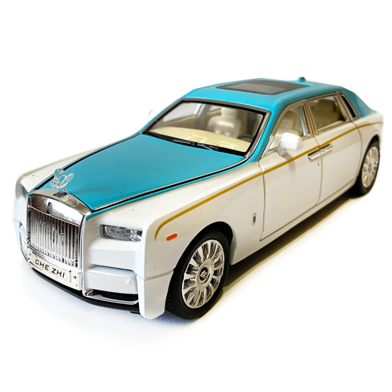Машинка металева дитяча Rolls-Royce Ролс Ройс, білий, Автоексперт, 1:24, світло, інерція, відкриваються двері, багажник, капот, 21*5*7см (GT - 09396)