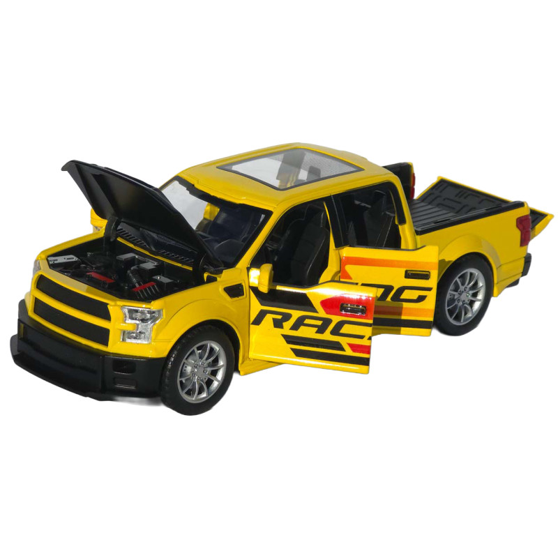 Машинка метал Ford F-150 Raptor жовта 1:22 світло звук інерція відч двері капот багажник (TX33912)