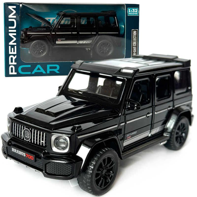 Машинка металева Mercedes-Benz G-Class Brabus 700 мерседес бенс джип чорний 1:32 звук світло інерція відкр двері багажник капот гумові колеса 15*6,5*7см (AP-1738)