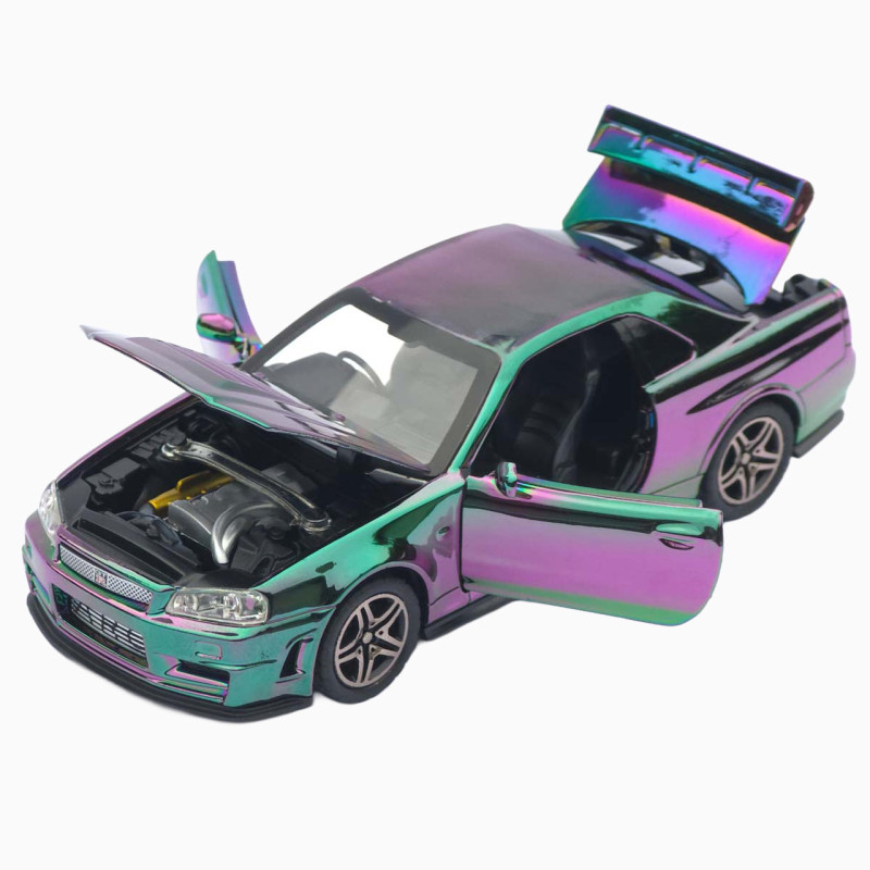 Машинка метал Nissan Skyline GT-R (R34) АвтоЕксперт хамелеон 1:32 звук світло інерція (ТК-9360)
