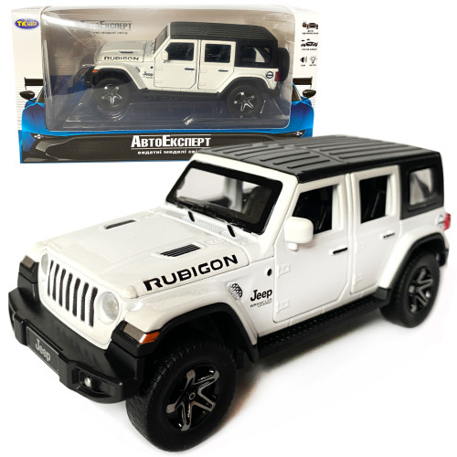 Іграшкова машинка металева Jeep Wrangler Unlimited Rubicon, Джип, білий, звук, світло, інерція, откр двері, капот, Автоексперт, 1:32,15*7*5,5см (ТК-11213/43560) 