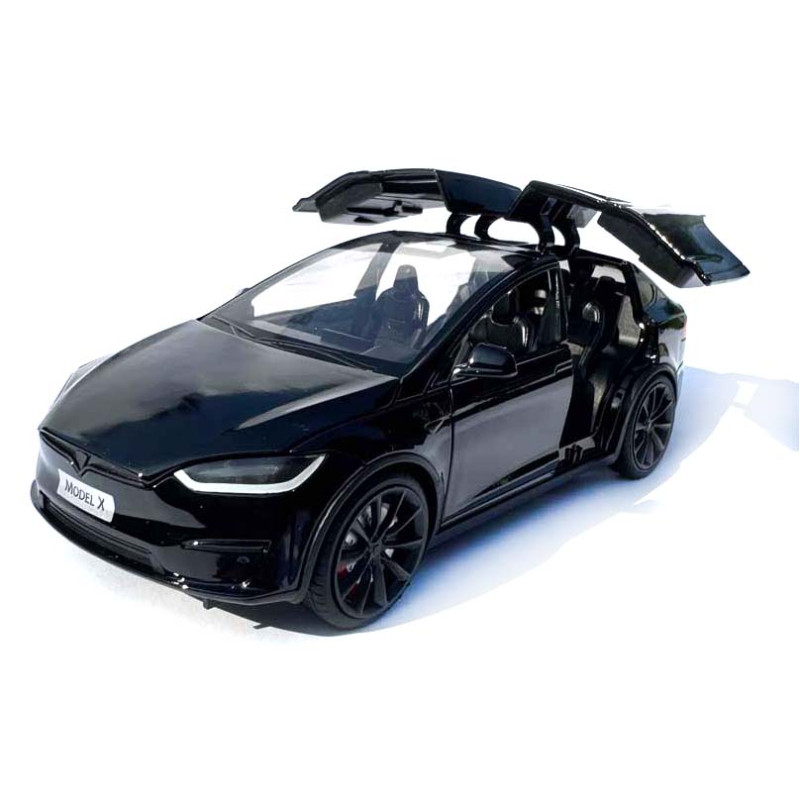 Машинка метал Tesla model X електрокар чорна Тесла 1:24 відкр двері баг капот звук світло 17,5*7,5*5,5см (EL 97188)