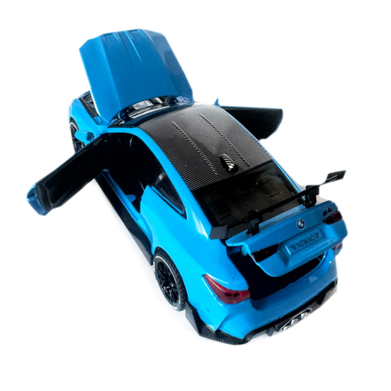 Машинка металева BMW M4 coupe БМВ 1:32 синя світло звук інерція відкр двері багажник капот 15*7*6см (RS-16079)