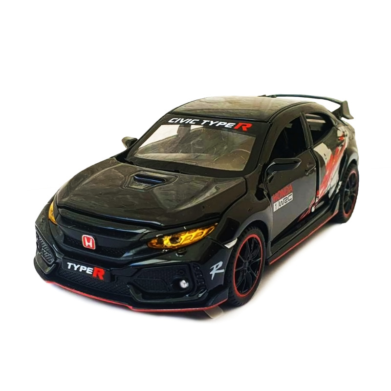 Іграшкова машинка металева Honda Civic Tupe R «АвтоЕксперт» Хонда Сівік чорний звук світло 16*5*6 см (33617)