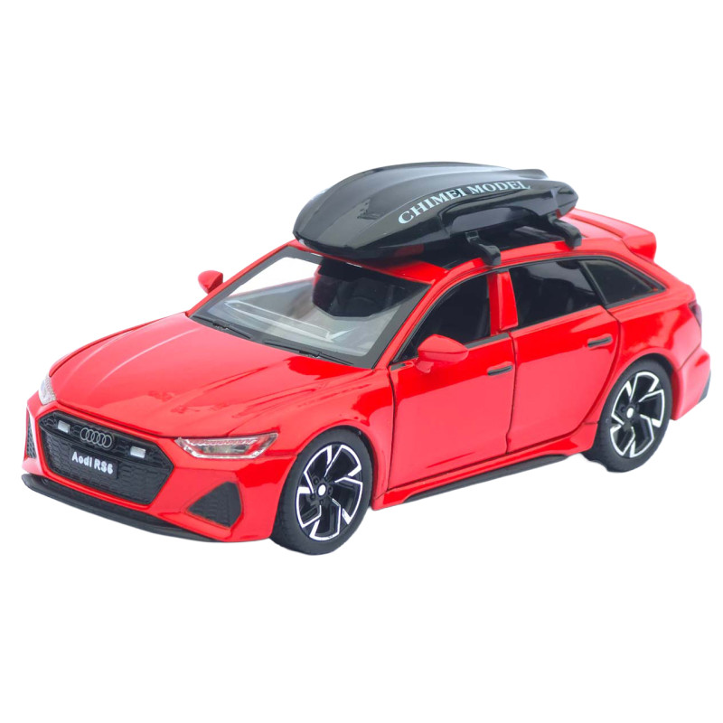 Машинка метал Audi RS6 Avant з багажником на даху АвтоЕксперт червона 1:32 світло звук інерція (ТК-4688)