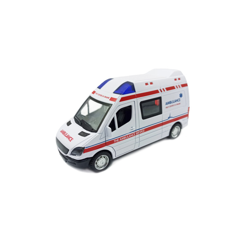 Машинка металева дитяча Mercedes-Benz Sprinter Швидка допомога, біла, відкриваються двері, інерція, 15*8*6 см (CLM - 61 K)